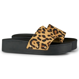 Dametøfler på leopardplatformen brun 1