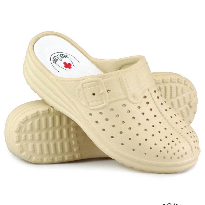 Komfortable dameflip-flops med lukkede fingre beige 1