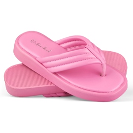 Kvindeflip-flops på fuchsia-platformen lyserød 2