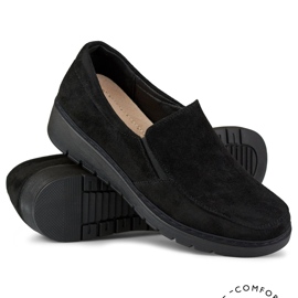 Komfortable loafers i sort ruskind til kvinder 1