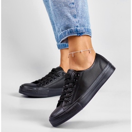 Sneakers i øko-læder til kvinder med sort sål 6