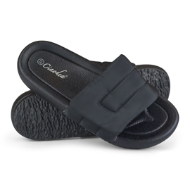 Sorte hjemmesko til kvinder, der kan justeres med velcro 1