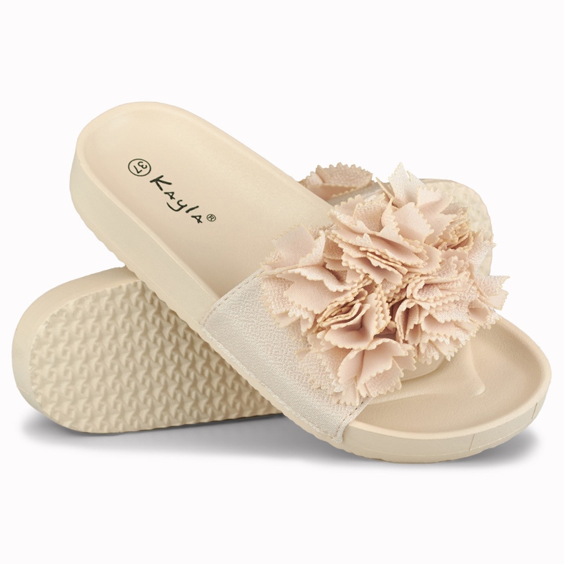 Violett beige blomstrede hjemmesko til kvinder 1
