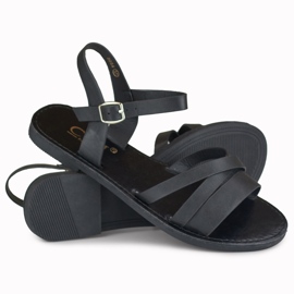 Violette flade sorte sandaler til kvinder 1