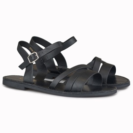 Violette flade sorte sandaler til kvinder 2