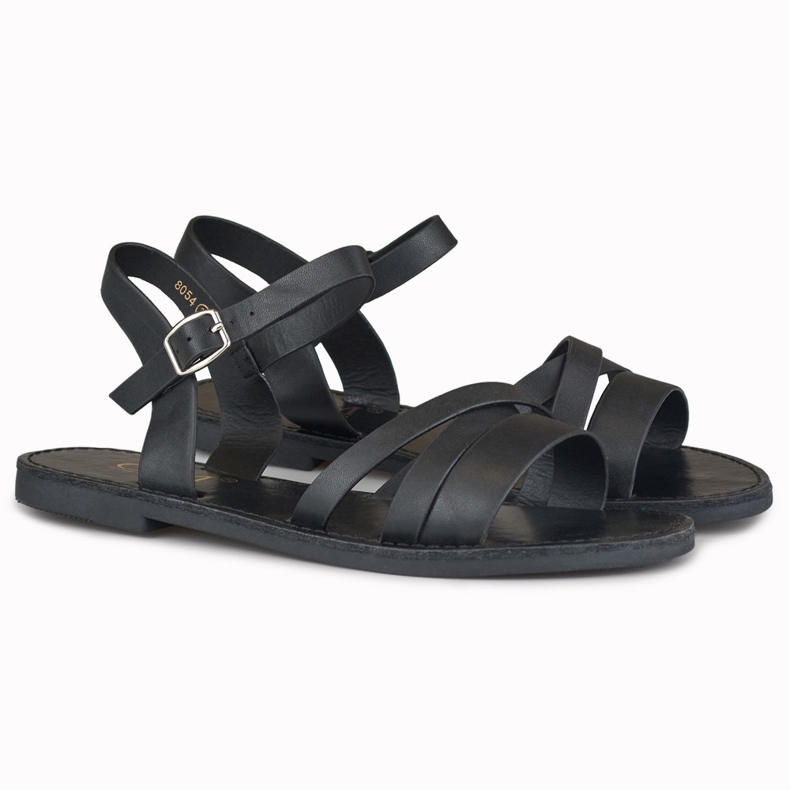 Violette flade sorte sandaler til kvinder 2