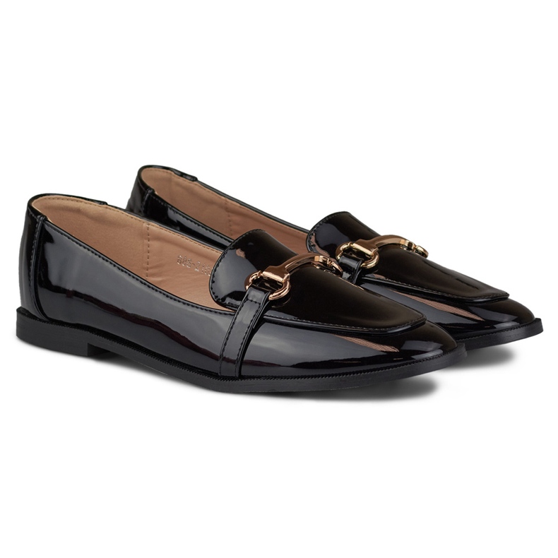 Lakerede sko med gulddekoration sort 2