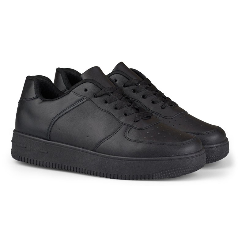 Klassiske sorte sportssneakers med sort sål 2