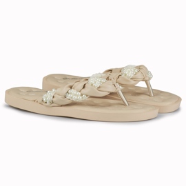 Beige flip-flops til kvinder med perler 2