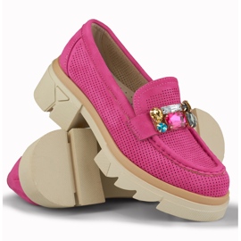 Pink loafers med dekorative sten lyserød 1