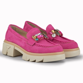 Pink loafers med dekorative sten lyserød 2