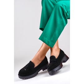 Klassiske loafers i sort ruskind til kvinder 2