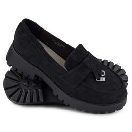 Klassiske loafers i sort ruskind til kvinder 1