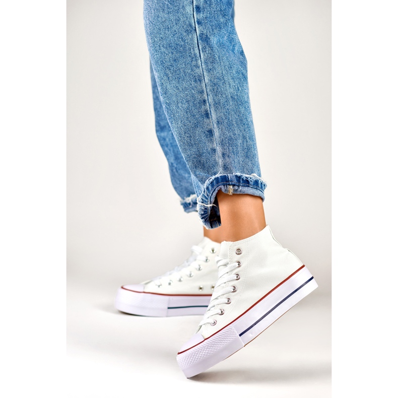Kvinders hvide sneakers over anklen 2