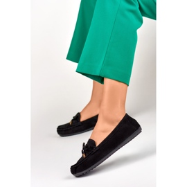 Sorte komfortable loafers med sløjfe 2