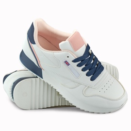 Hvide og blå klassiske sportssneakers til kvinder 1
