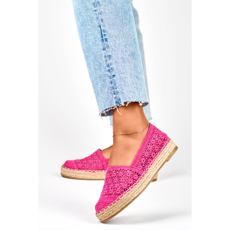 Pink espadriller med blonder til kvinder lyserød 2