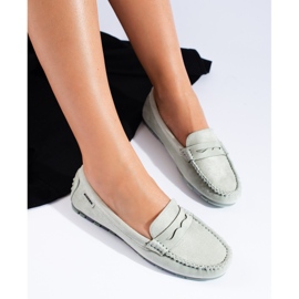 Dame lysegrønne ruskind loafers fra Shelovet 1