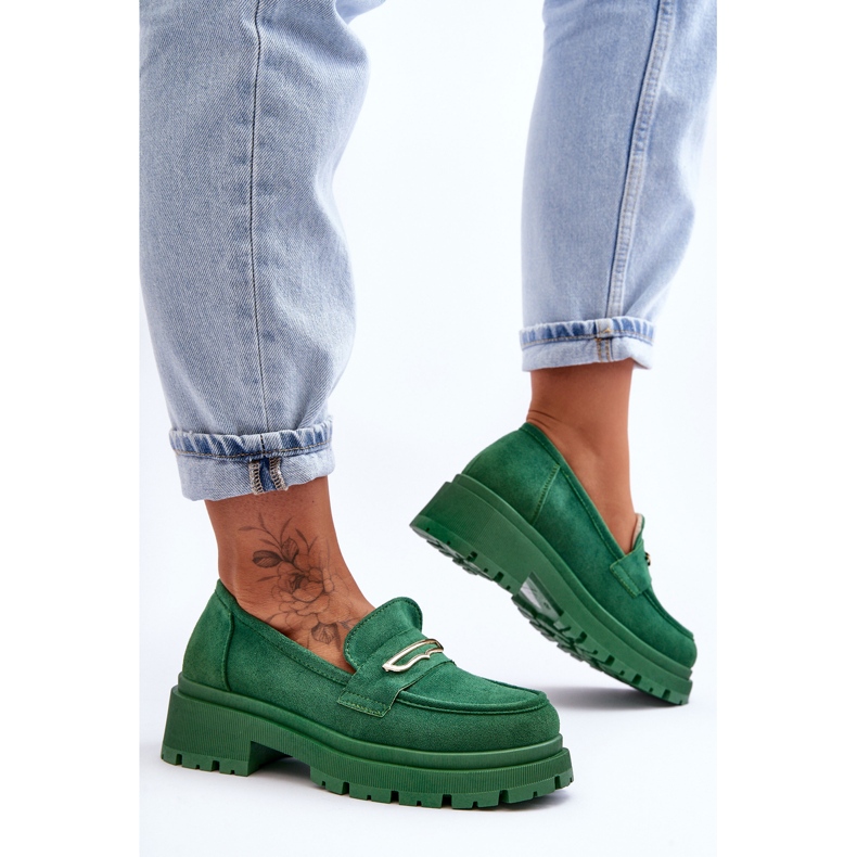 PS1 Slip-on Loafers i ruskind til kvinder Grøn Pure Love 1