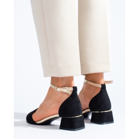 Shelovet sorte sandaler med lav hæl til kvinder 2