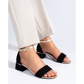 Shelovet sorte sandaler med lav hæl til kvinder 3