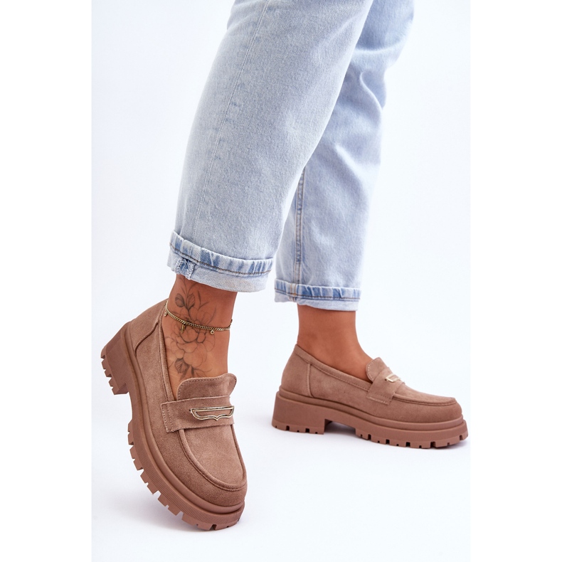 PS1 Slip-on Loafers i ruskind til kvinder Mørk Beige Pure Love 1