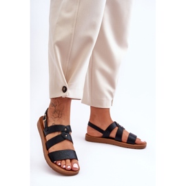 PG1 Sorte Catalia skinnende sandaler til kvinder 1