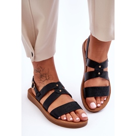 PG1 Sorte Catalia skinnende sandaler til kvinder 2