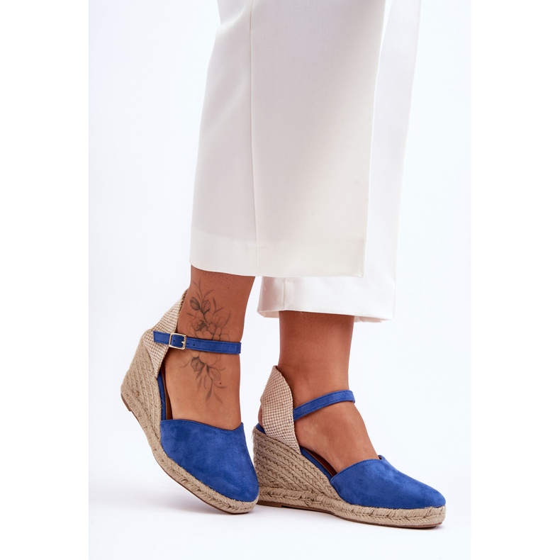 PG1 Suede Wedge Sandaler Blå Selfoss 1