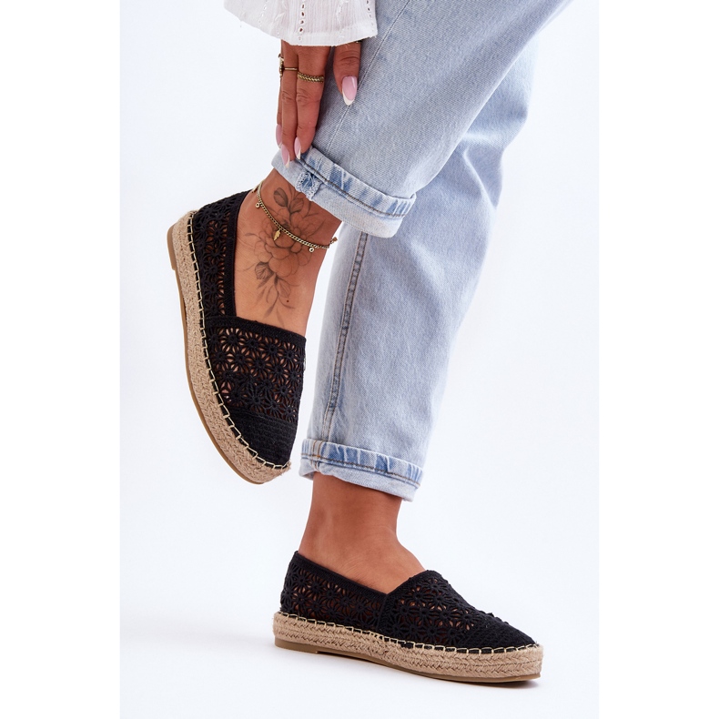 PG1 Kvinders Openwork Espadrilles Black One Lover sort 1