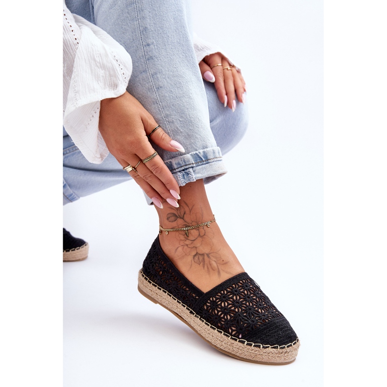 PG1 Kvinders Openwork Espadrilles Black One Lover sort 2