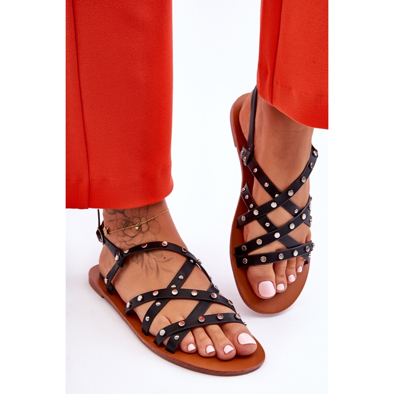 Damesandaler med ornamenter Sort Alemona 2