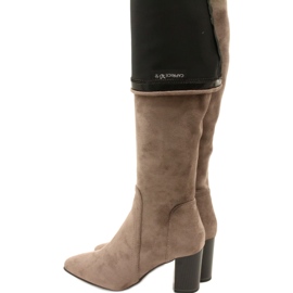 Taupe strækstøvler til kvinder Caprice 9-25521-41 355 beige over-knæ-støvler 4