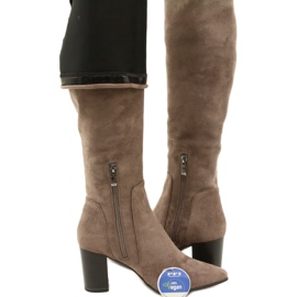 Taupe strækstøvler til kvinder Caprice 9-25521-41 355 beige over-knæ-støvler 5