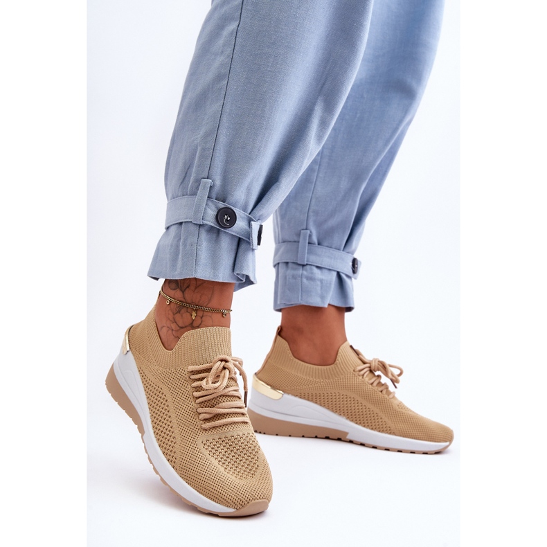 PG1 Stof Slip-On Sportssko Beige Visconti Wedge 2