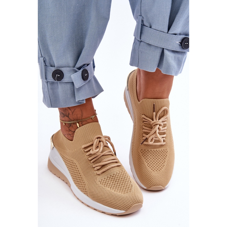 PG1 Stof Slip-On Sportssko Beige Visconti Wedge 1