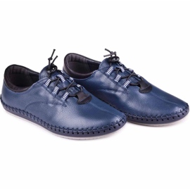 Kampol Mænds lædersko afslappet 337/63 Navy Blue Face blå 6