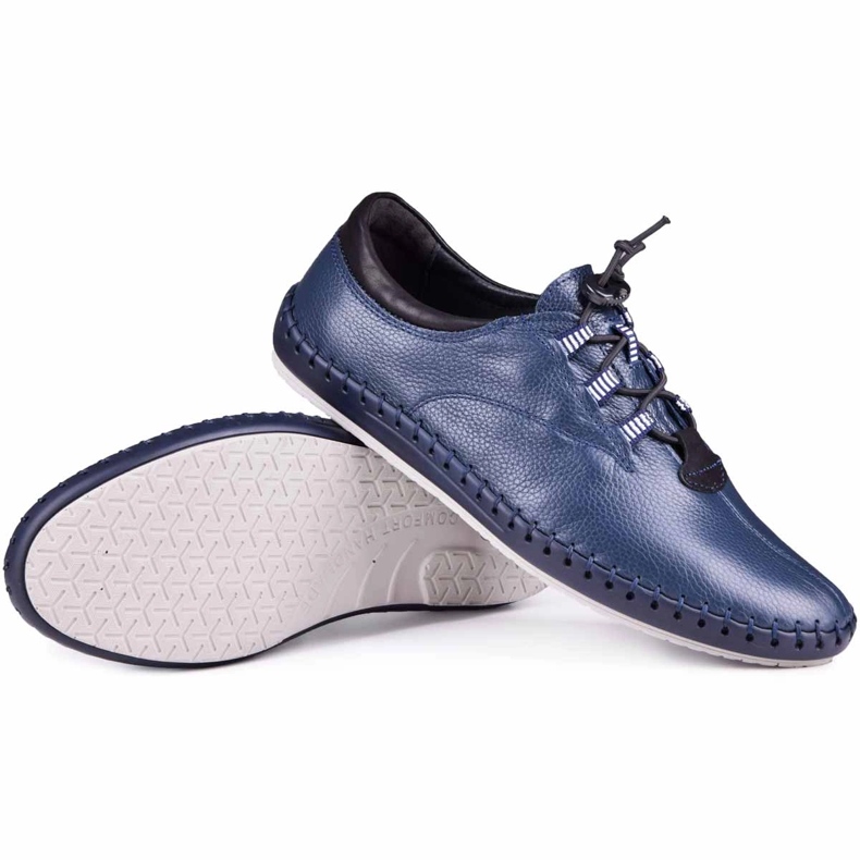 Kampol Mænds lædersko afslappet 337/63 Navy Blue Face blå 1