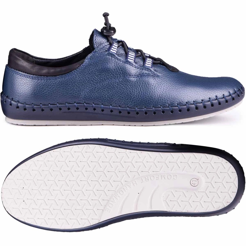 Kampol Mænds lædersko afslappet 337/63 Navy Blue Face blå 2