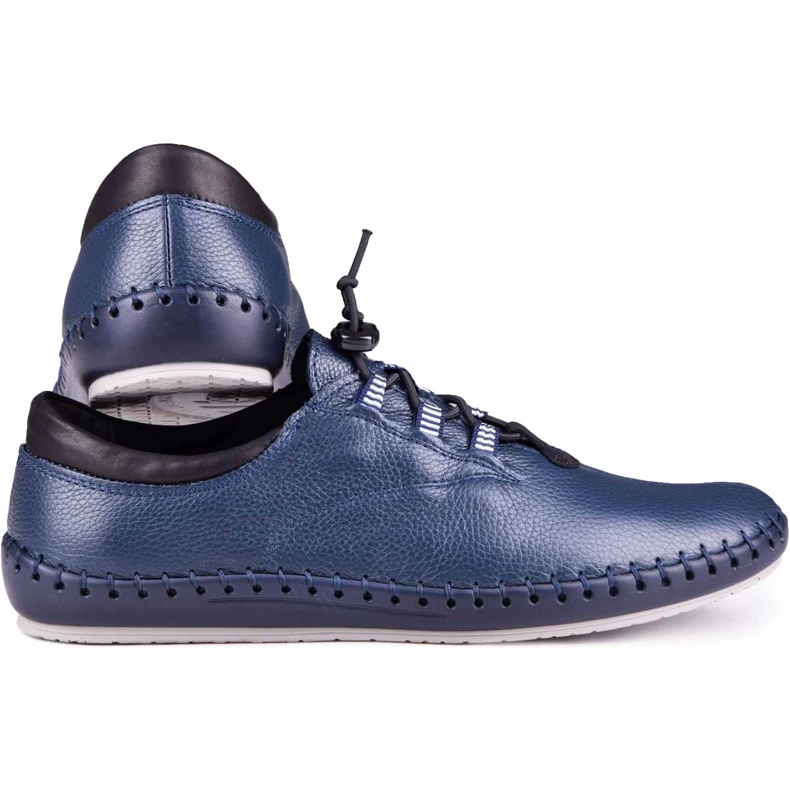 Kampol Mænds lædersko afslappet 337/63 Navy Blue Face blå 3