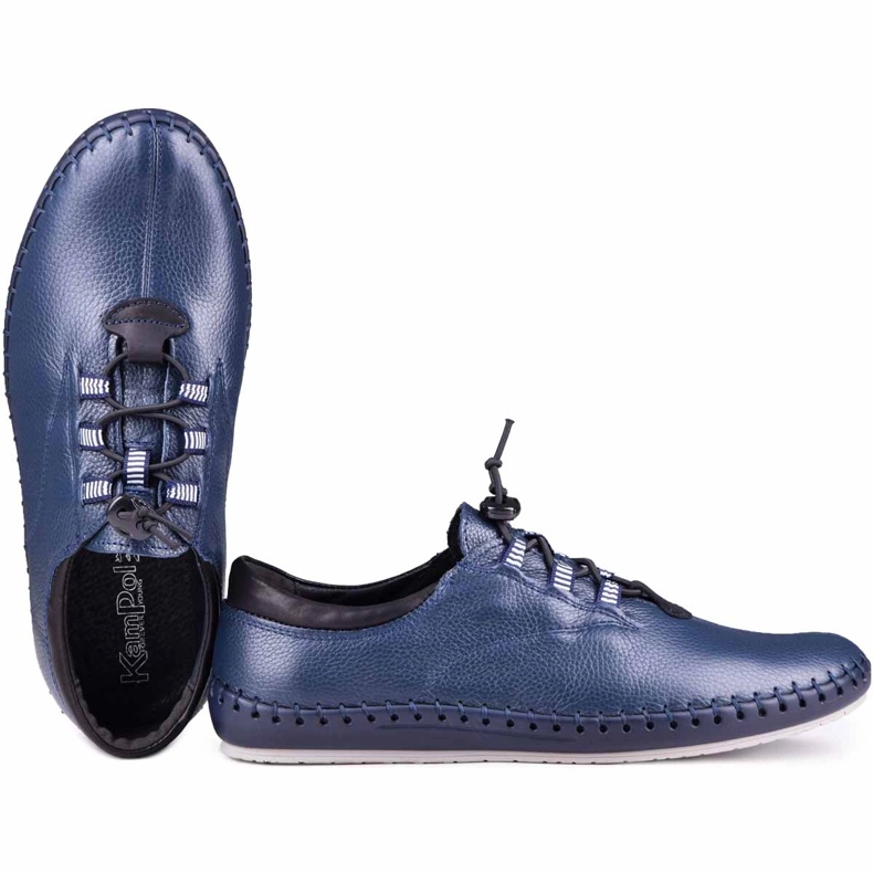 Kampol Mænds lædersko afslappet 337/63 Navy Blue Face blå 4