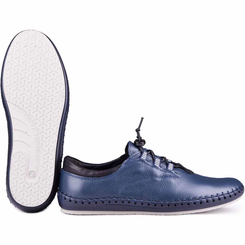Kampol Mænds lædersko afslappet 337/63 Navy Blue Face blå 5