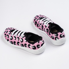 SHELOVET Slip-on sneakers til børn i lyserødt 3F leopardmønster 2