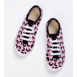 SHELOVET Slip-on sneakers til børn i lyserødt 3F leopardmønster 3