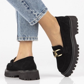 Filippo DP4916 læder ruskind loafers på platformen sorte 2
