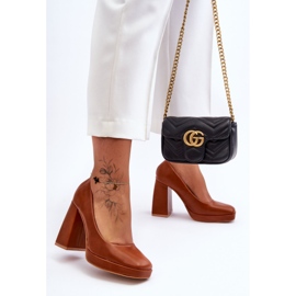 Camel Rosalia Chunky Heels Læderpumper brun 2