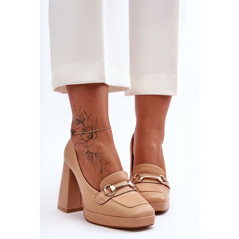 Moderigtige Nude Rouse læderpumper beige 1