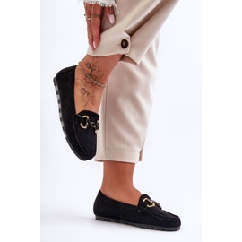 PG1 Dame ruskind loafers med dekoration Sort Dionira 4