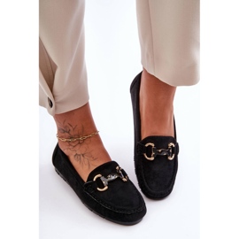 PG1 Dame ruskind loafers med dekoration Sort Dionira 3