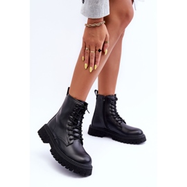 Vinceza Arbejdsstøvler i læder til kvinder, sorte Poonah 3